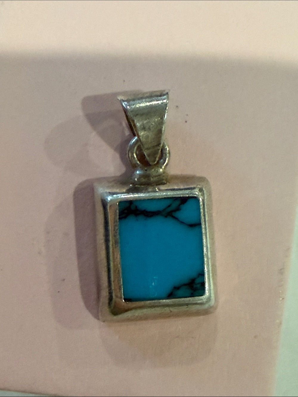 Vintage Mexico 925 Sterling Silver Turquoise Pendant.
